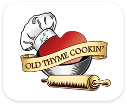 A logo of an old thyme cookin ' restaurant.