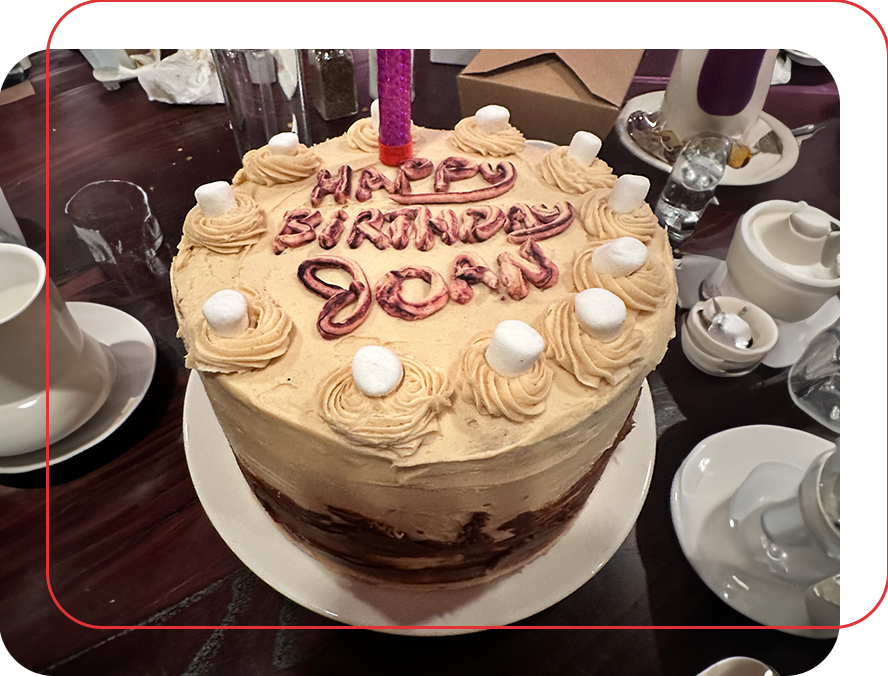 A birthday cake with candles on top of it.