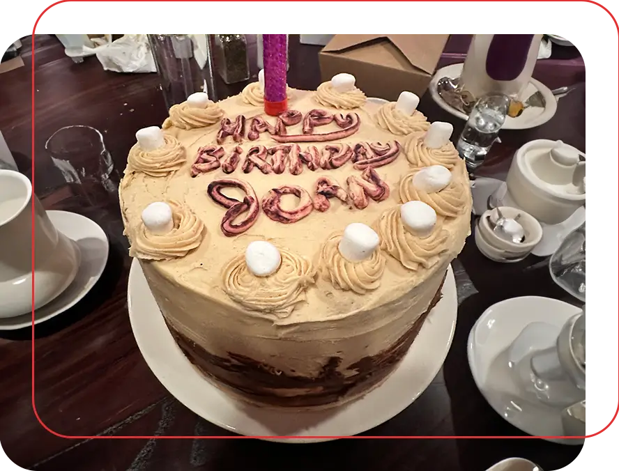 A birthday cake with candles on top of it.